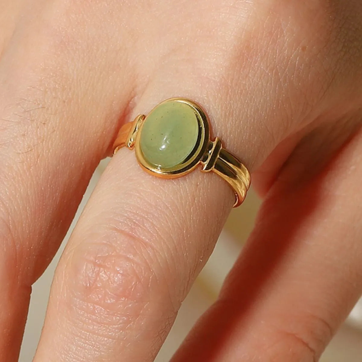 Fashorio Vintage Natural Stone Gold Plated Adjustable Ring