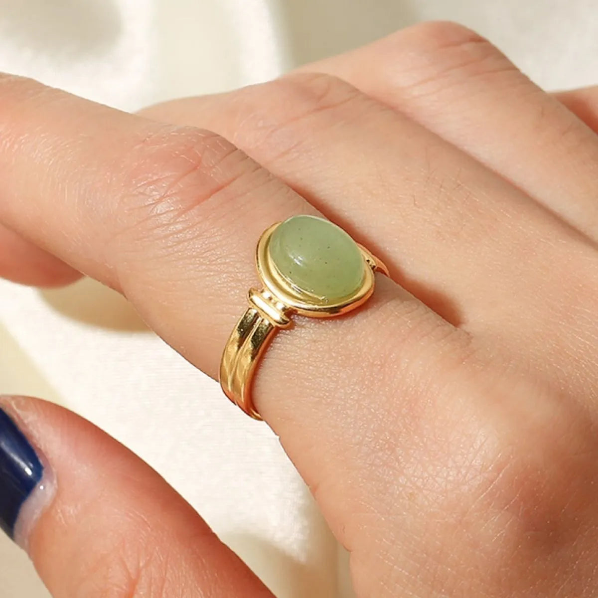 Fashorio Vintage Natural Stone Gold Plated Adjustable Ring
