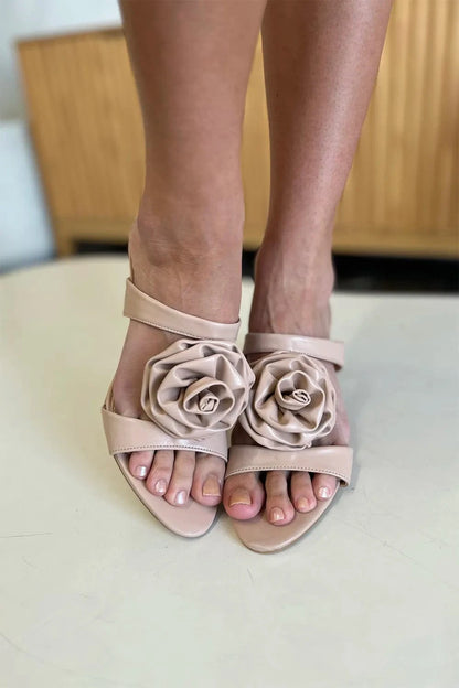 Weeboo Flower PU Leather Stiletto Heel Sandals - Fashorio