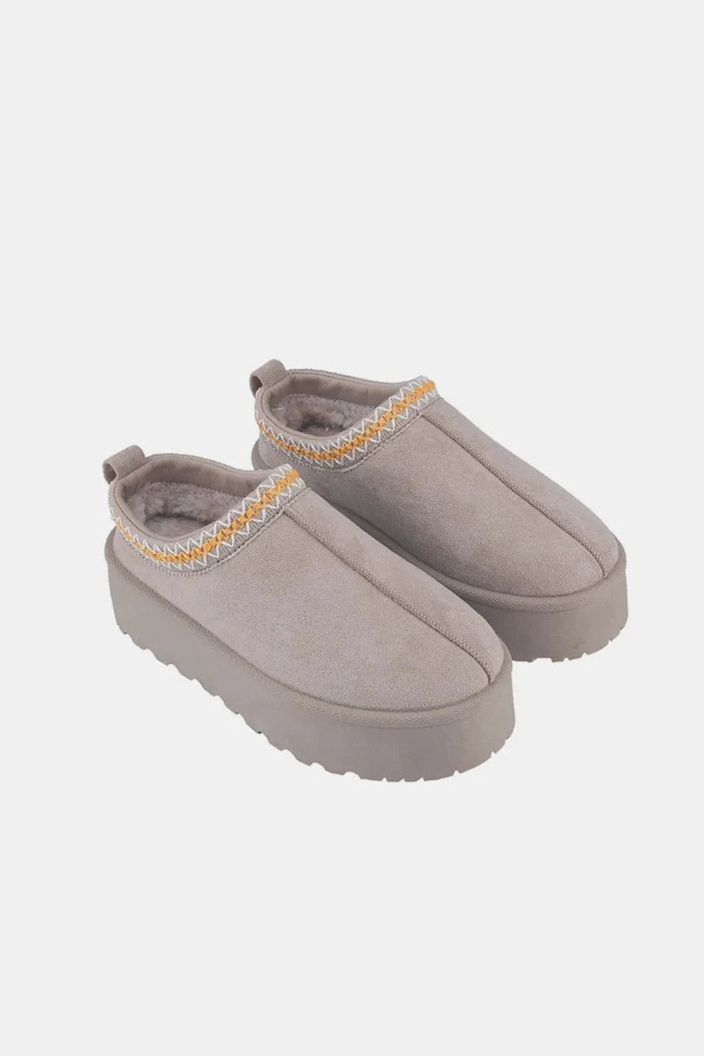 Weeboo Platform Embroidered Trim Slip-On Boots - Fashorio