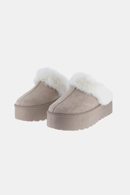 Weeboo Thick Bottom Fur Trim Snow Slippers - Fashorio