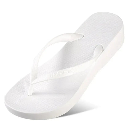 Classic Comfort Wedge Slippers White - Fashorio