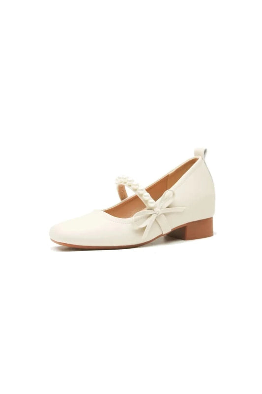Square Toe Block Heels Pumps White - Fashorio