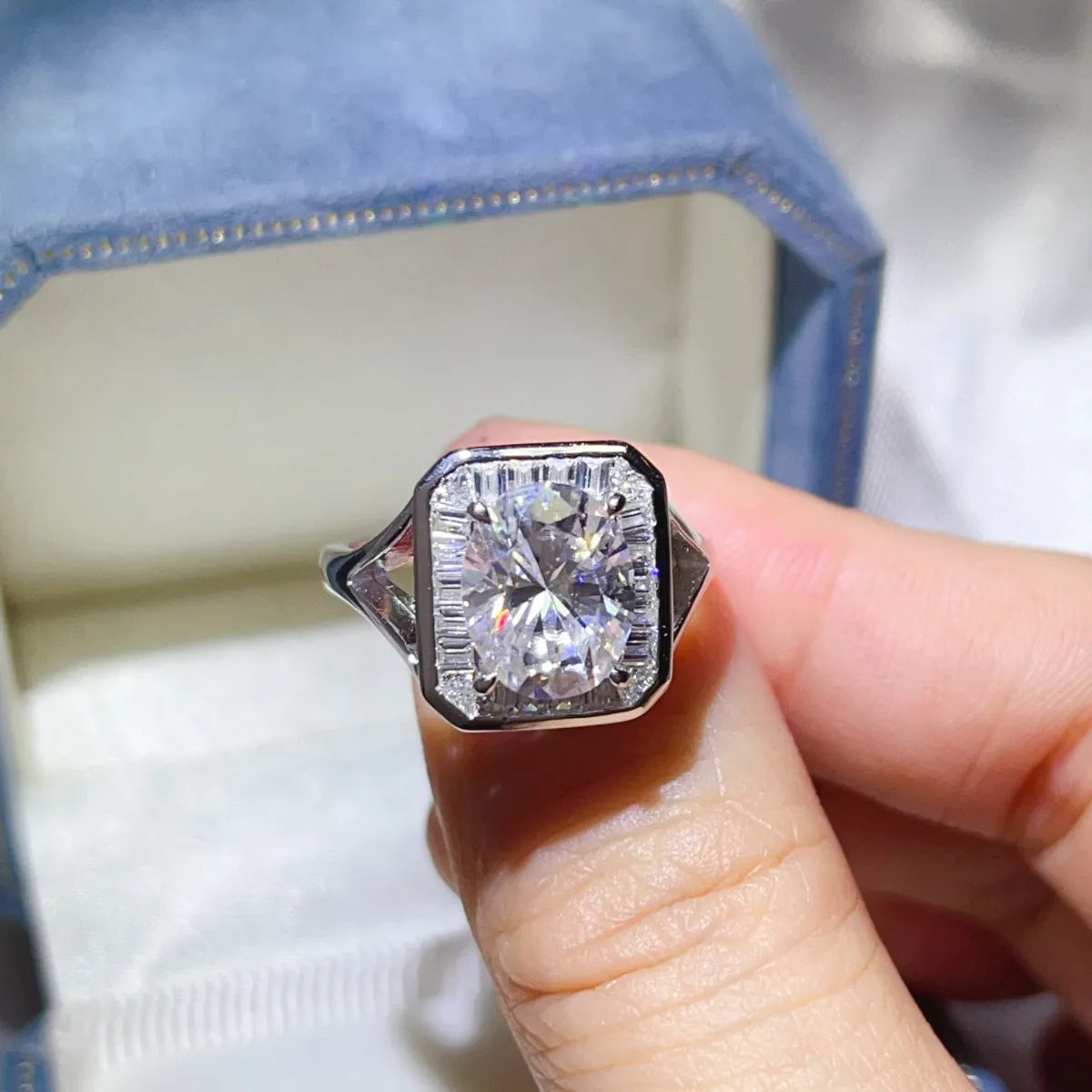 Fashorio White / 5 3 Carat Moissanite Engagement Square Ring