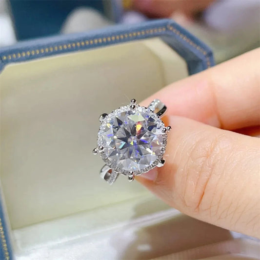 5 Carat Round Cut Moissanite Engagement Ring White - Fashorio