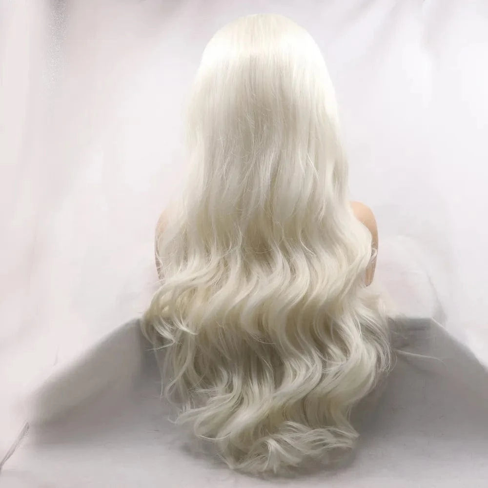 Fashorio White / One Size 13*3" Lace Front Wigs Synthetic Long Wavy 24" 130% Density