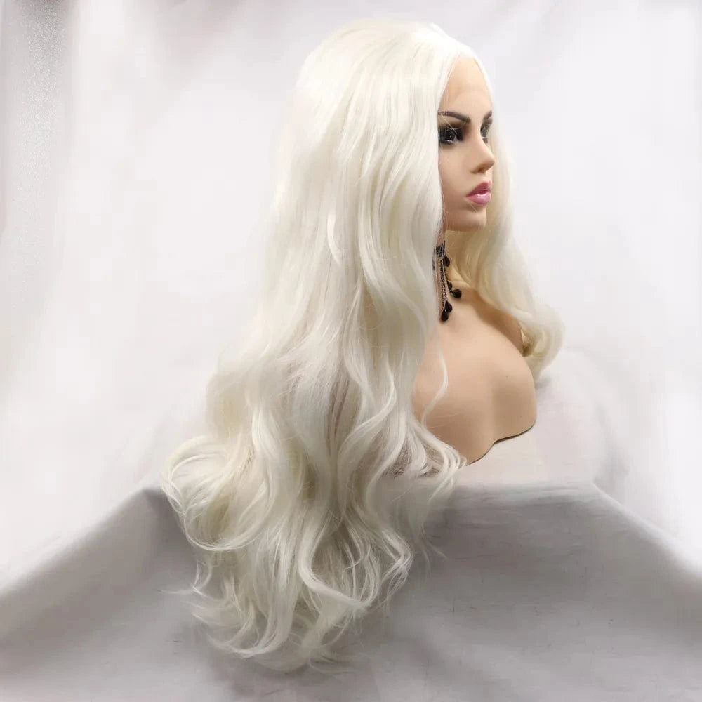 Fashorio White / One Size 13*3" Lace Front Wigs Synthetic Long Wavy 24" 130% Density