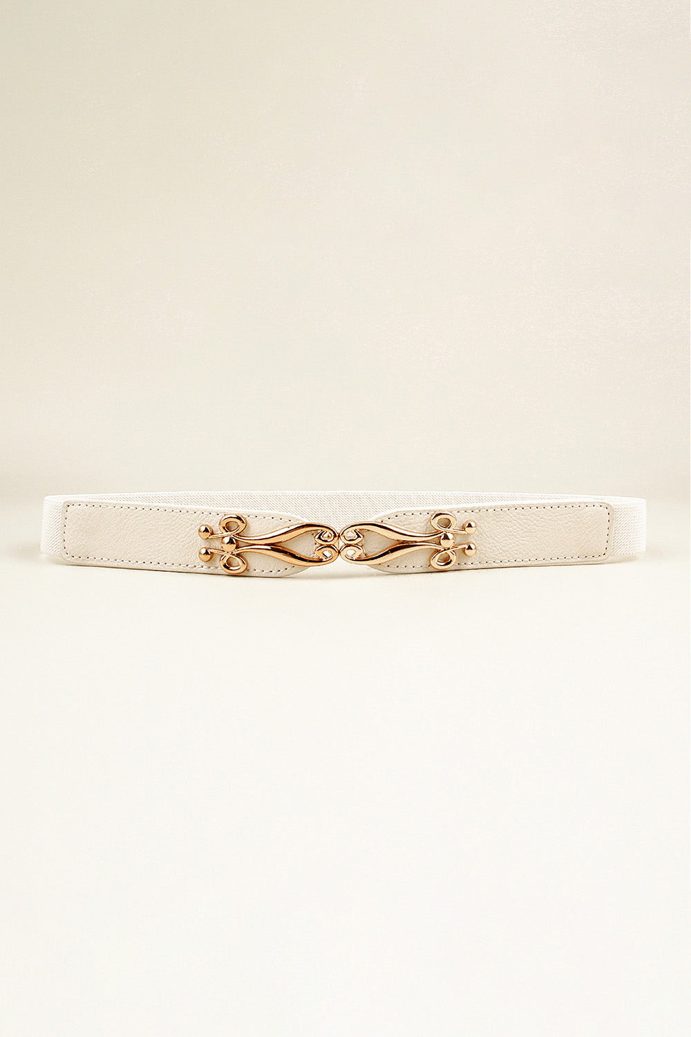Fashorio White / One Size Alloy Buckle Elastic Belt