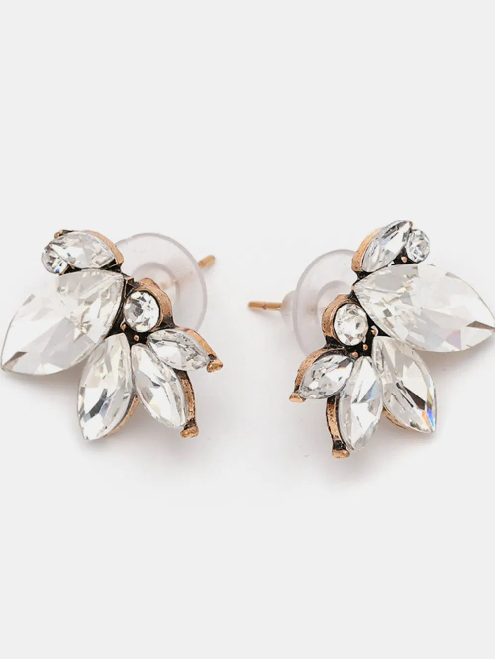 Fashorio White / One Size Alloy Rhinestone Flower Stud Earrings
