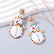 Fashorio White / One Size Alloy Rhinestone Snowman Earrings