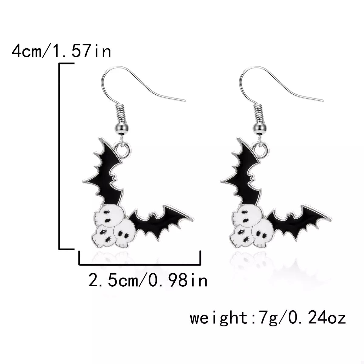 Fashorio White / One Size Halloween Bat Drop Earrings