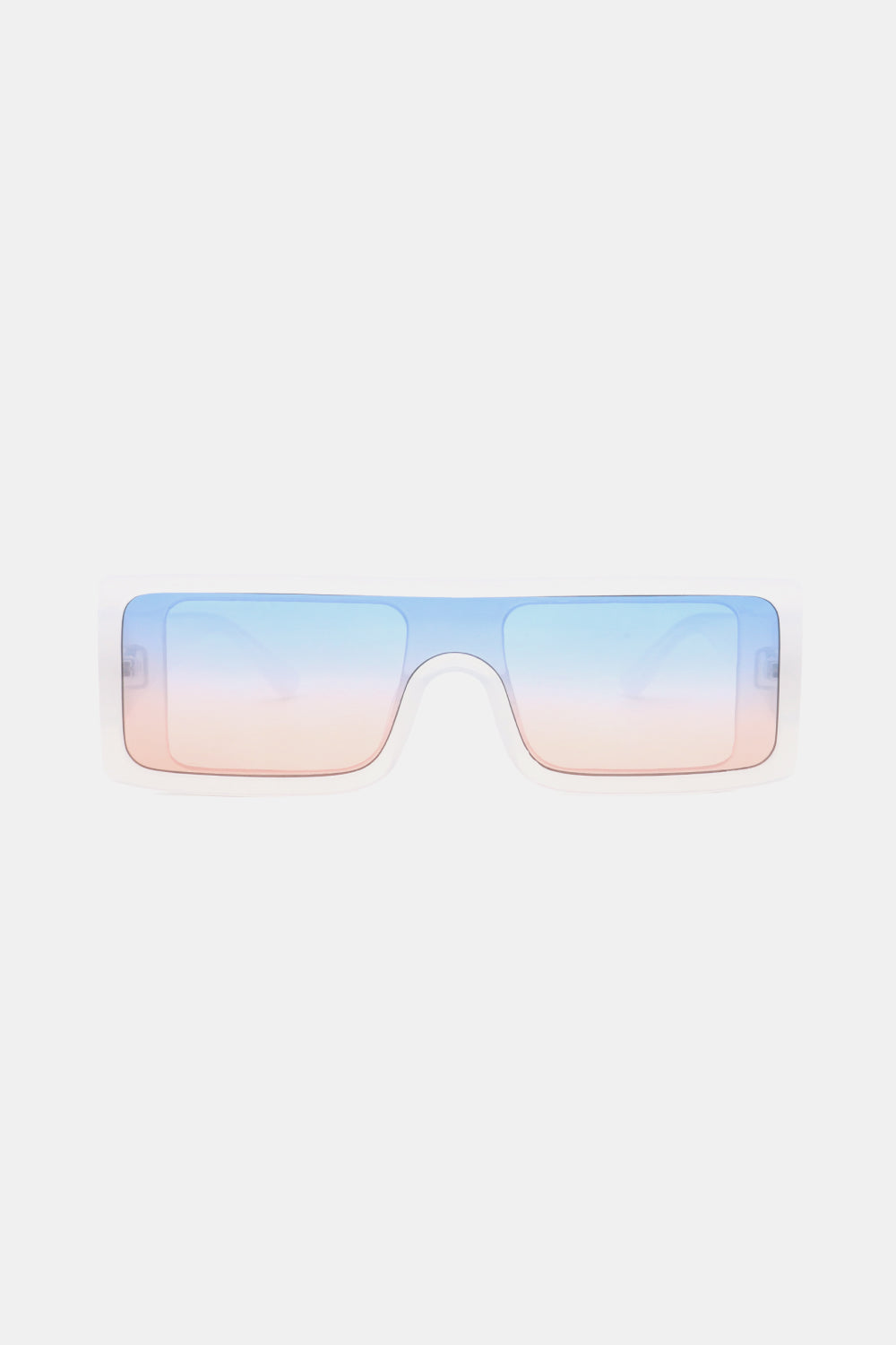 Fashorio White / One Size Polycarbonate Frame Rectangle Sunglasses