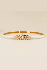 Fashorio White / One Size PU Skinny Belt