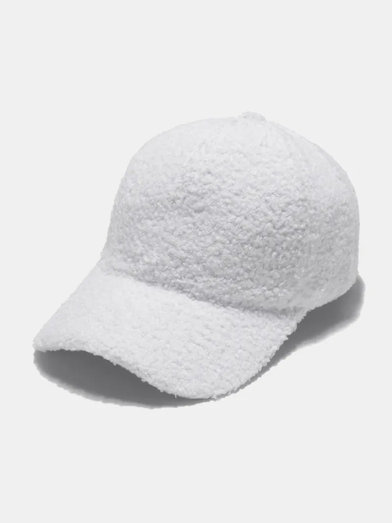 Fashorio White / One Size Sherpa Solid Color Baseball Cap
