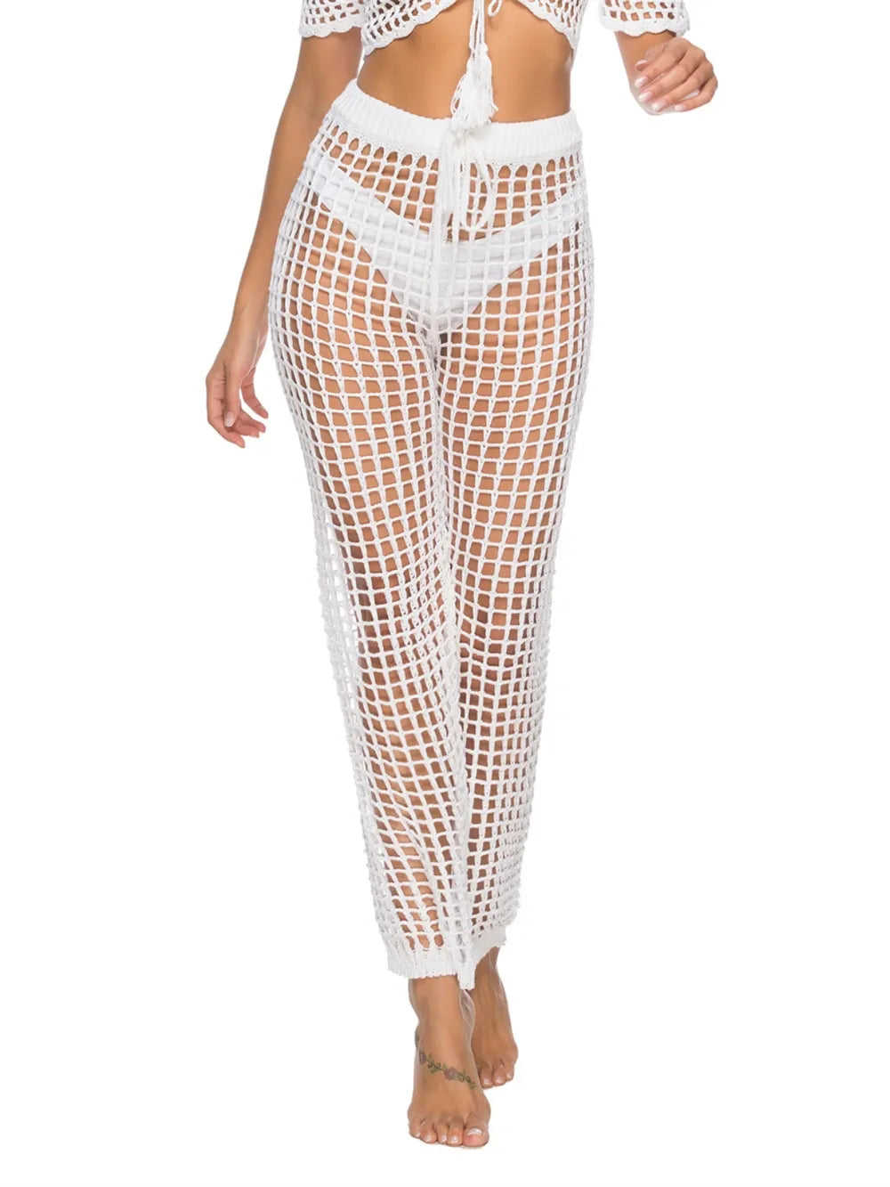 Fashorio White / S Cutout High Waist Swim Pants