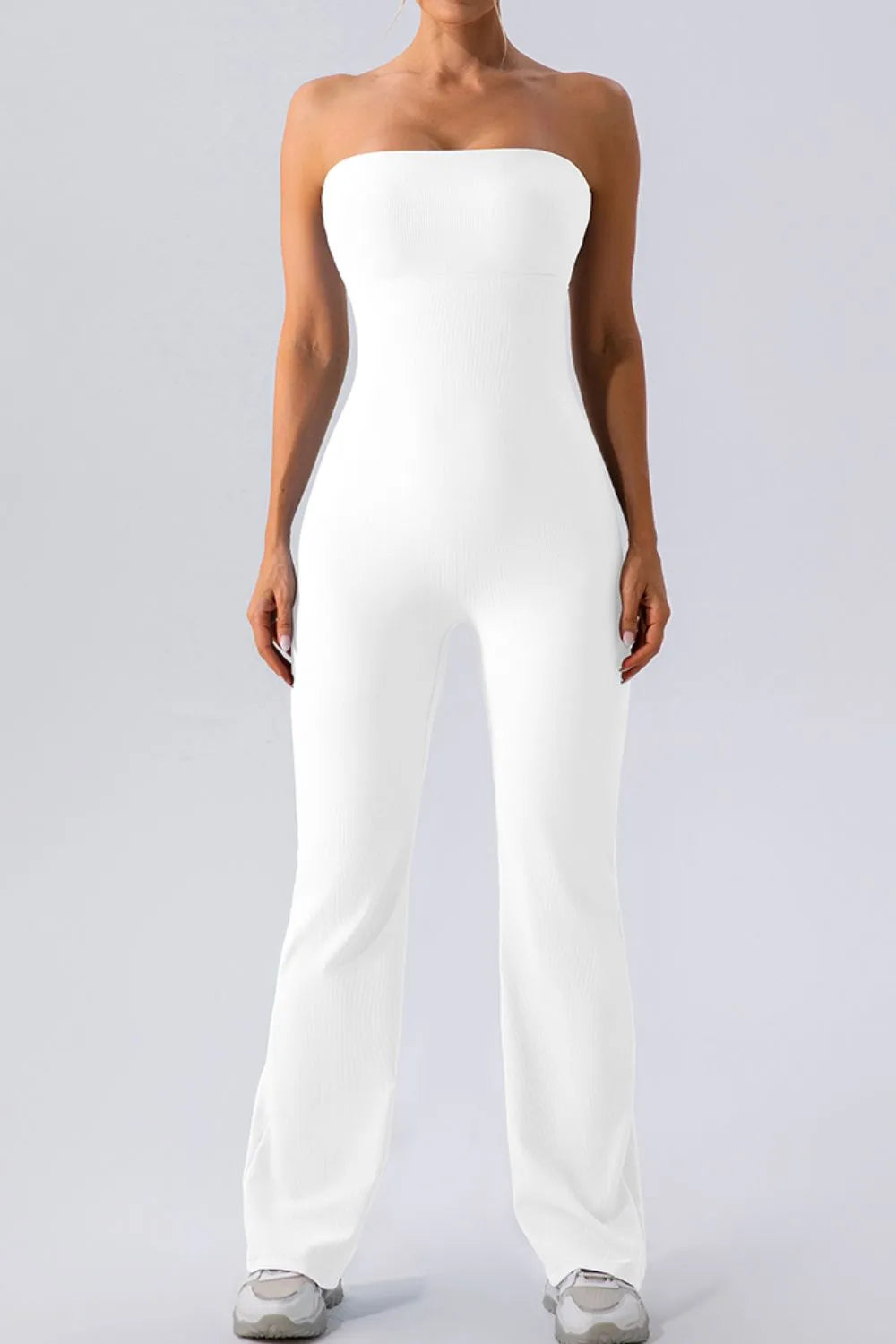 Fashorio White / S Sleeveless Straight Active Jumpsuit