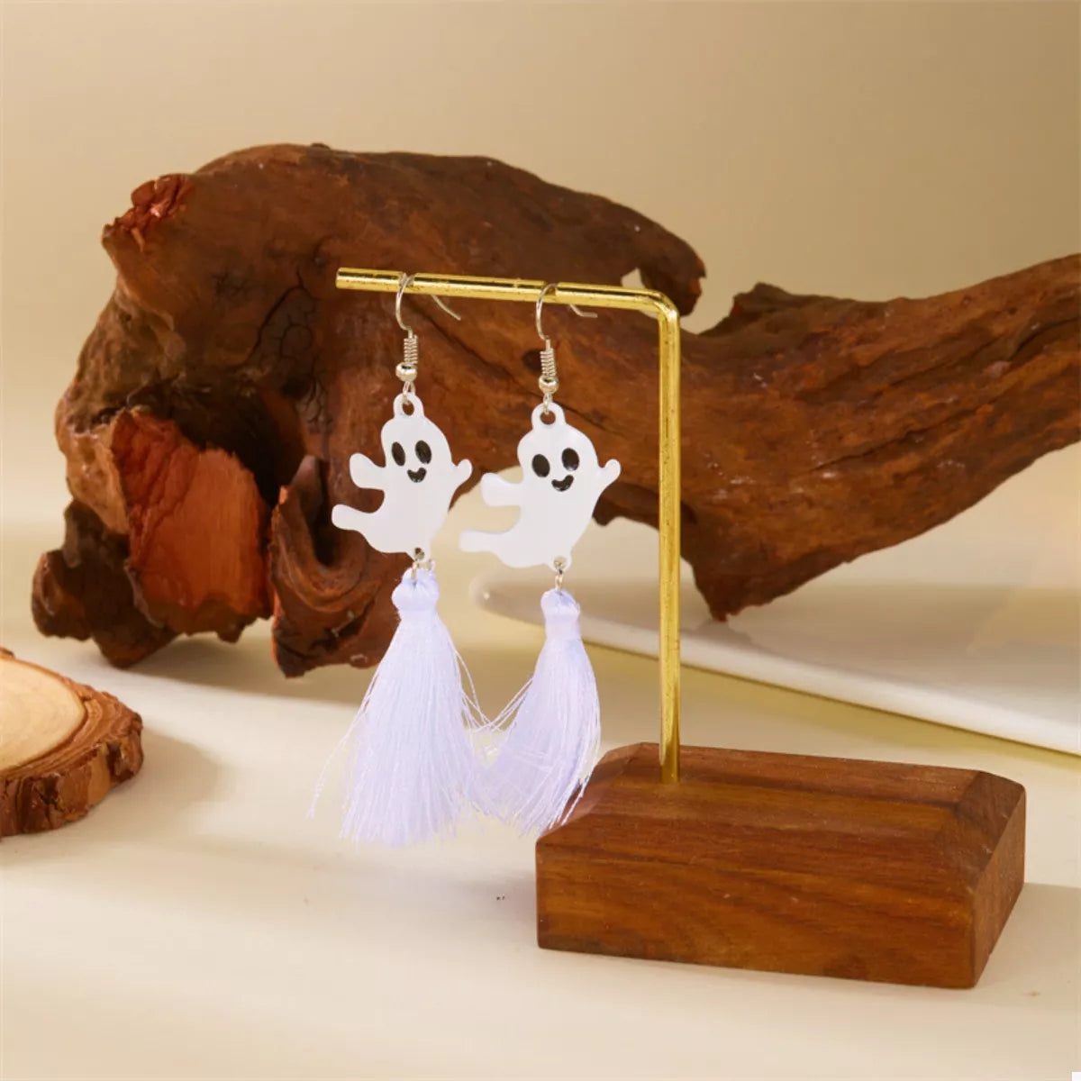 Fashorio White Tassel Ghost / One Size Halloween Ghost and Pumpkin Dangle Earrings