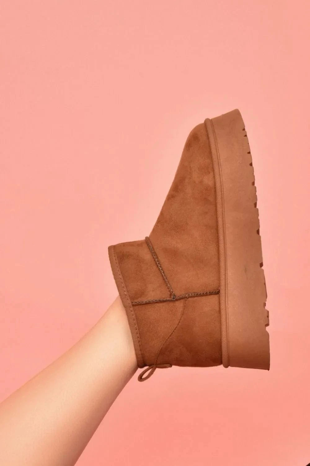 WILD DIVA Suede Round Toe Platform Booties - Fashorio