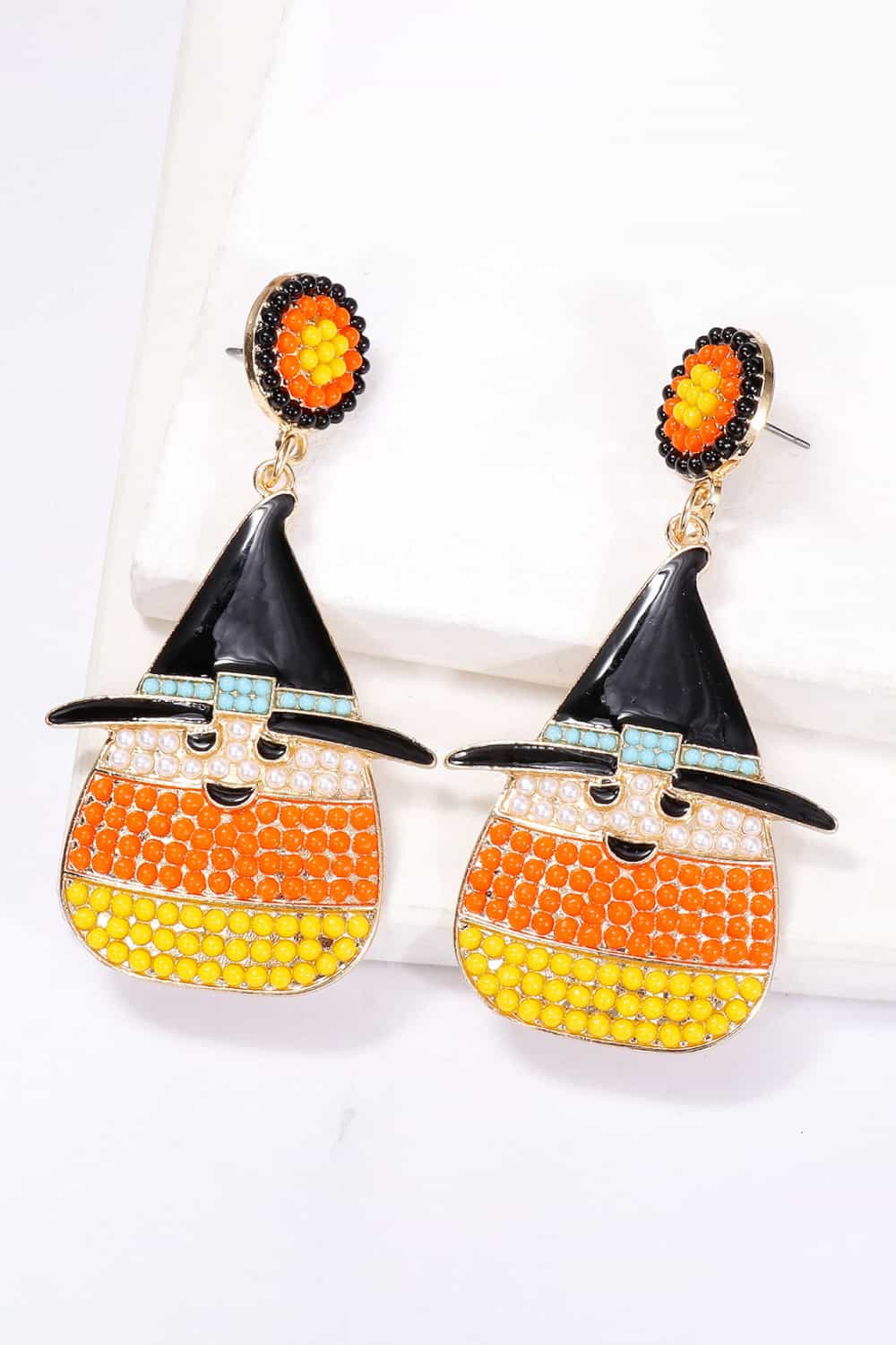 Fashorio Witch's Hat Shape Synthetic Pearl Dangle Earrings