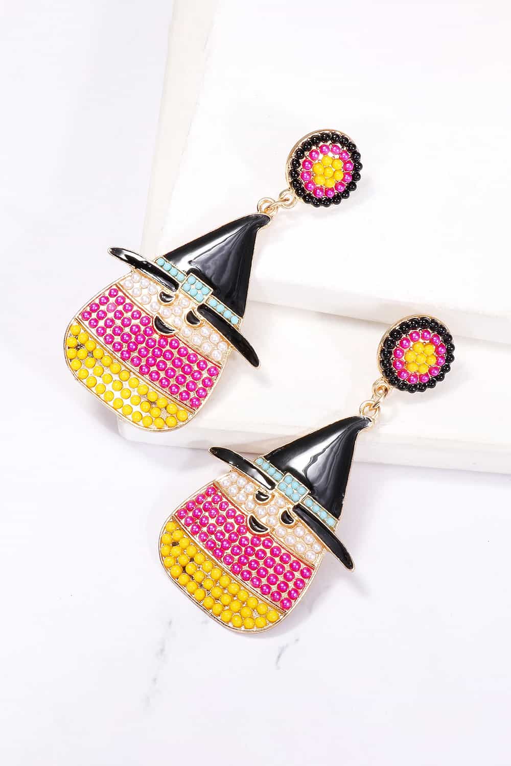 Fashorio Witch's Hat Shape Synthetic Pearl Dangle Earrings