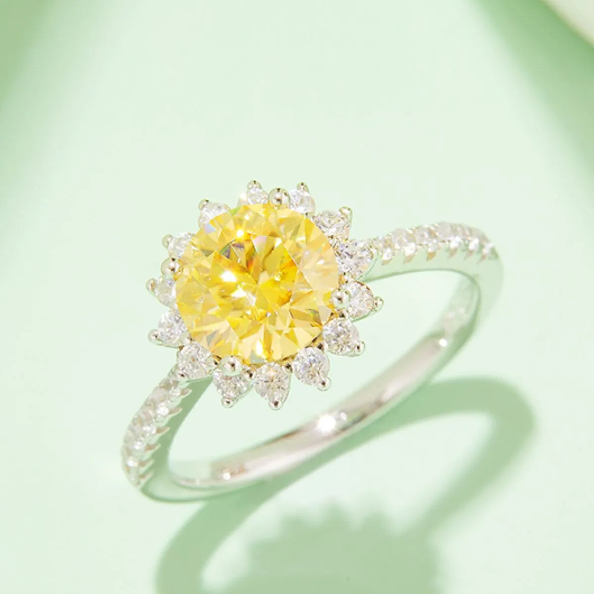 Fashorio Yellow / 5 2 Carat Moissanite 925 Sterling Silver Ring