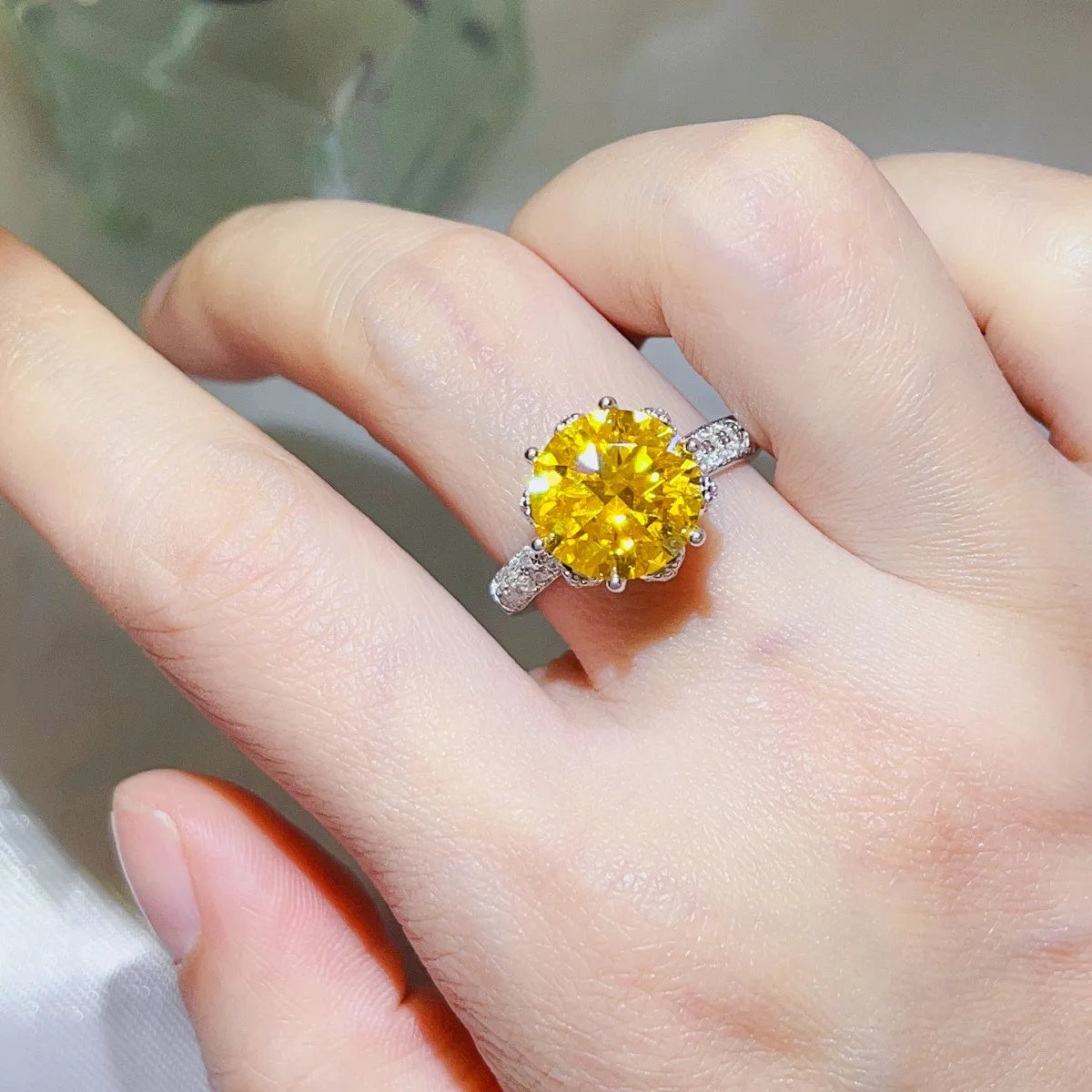 Fashorio Yellow / 5 5 Carat Moissanite 925 Sterling Silver Ring