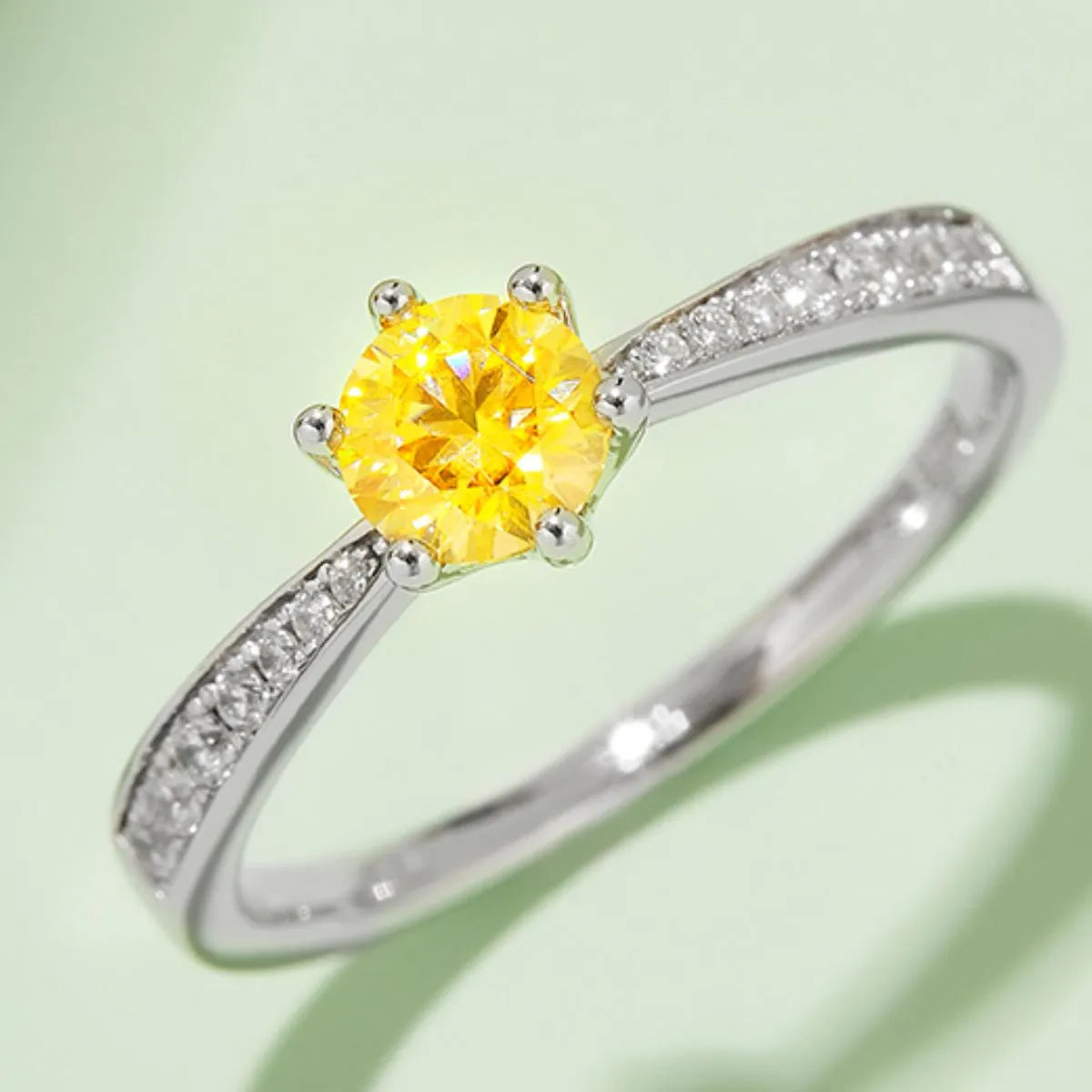 Fashorio Yellow / 5 Moissanite 925 Sterling Silver Ring
