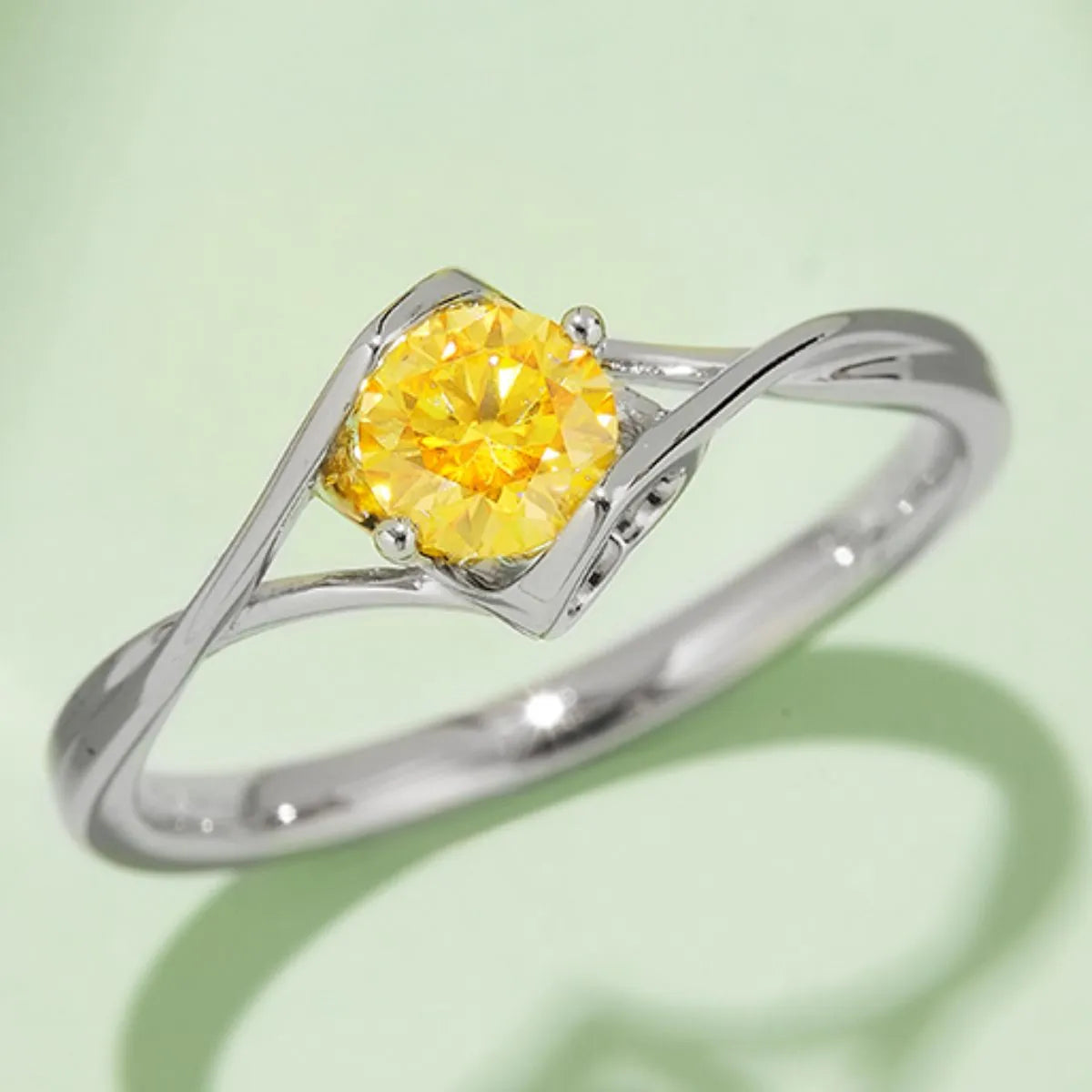 Fashorio Yellow / 5 Moissanite 925 Sterling Silver Ring