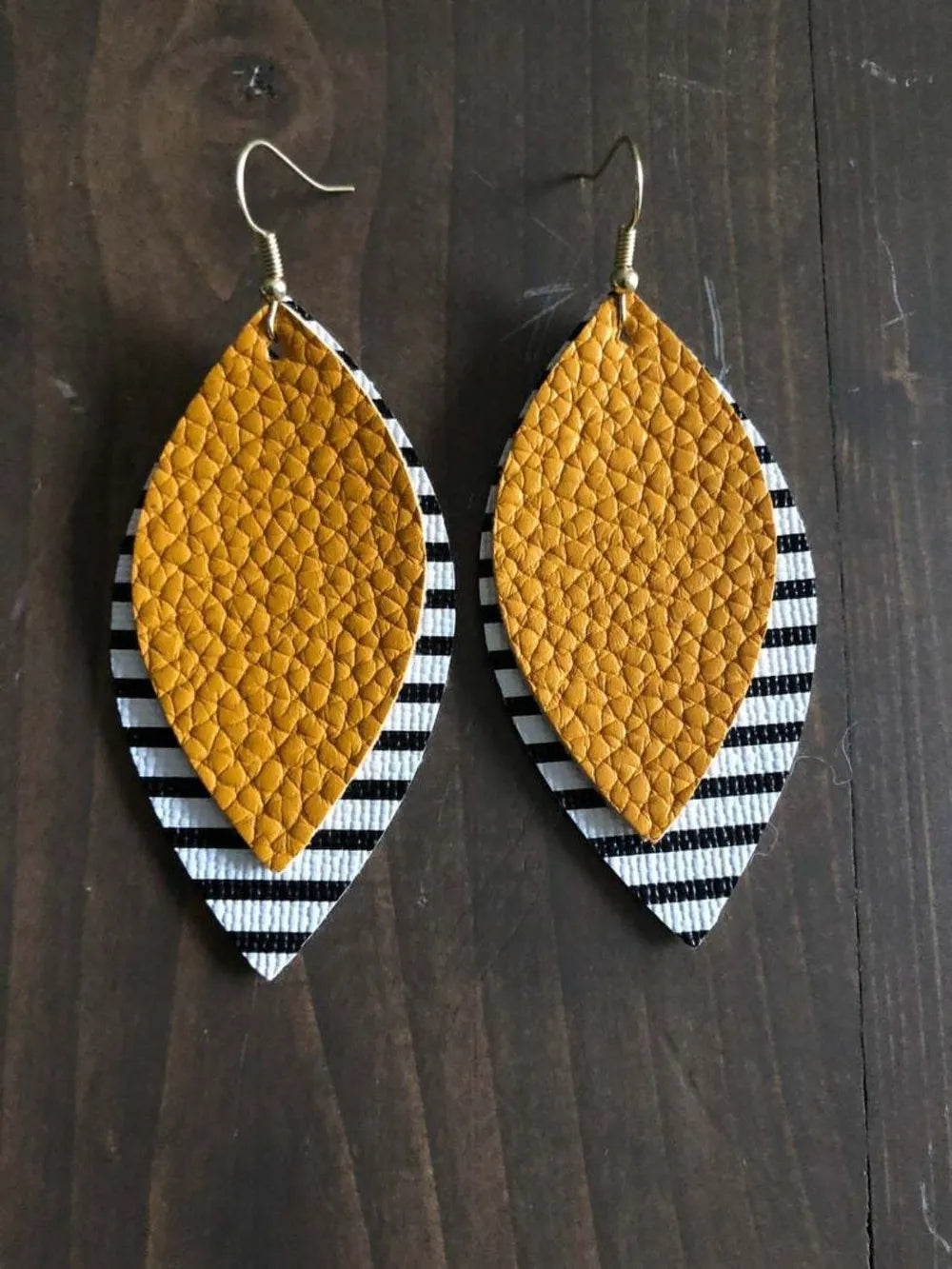 Fashorio Yellow / One Size PU Leather Leaf Dangle Earrings