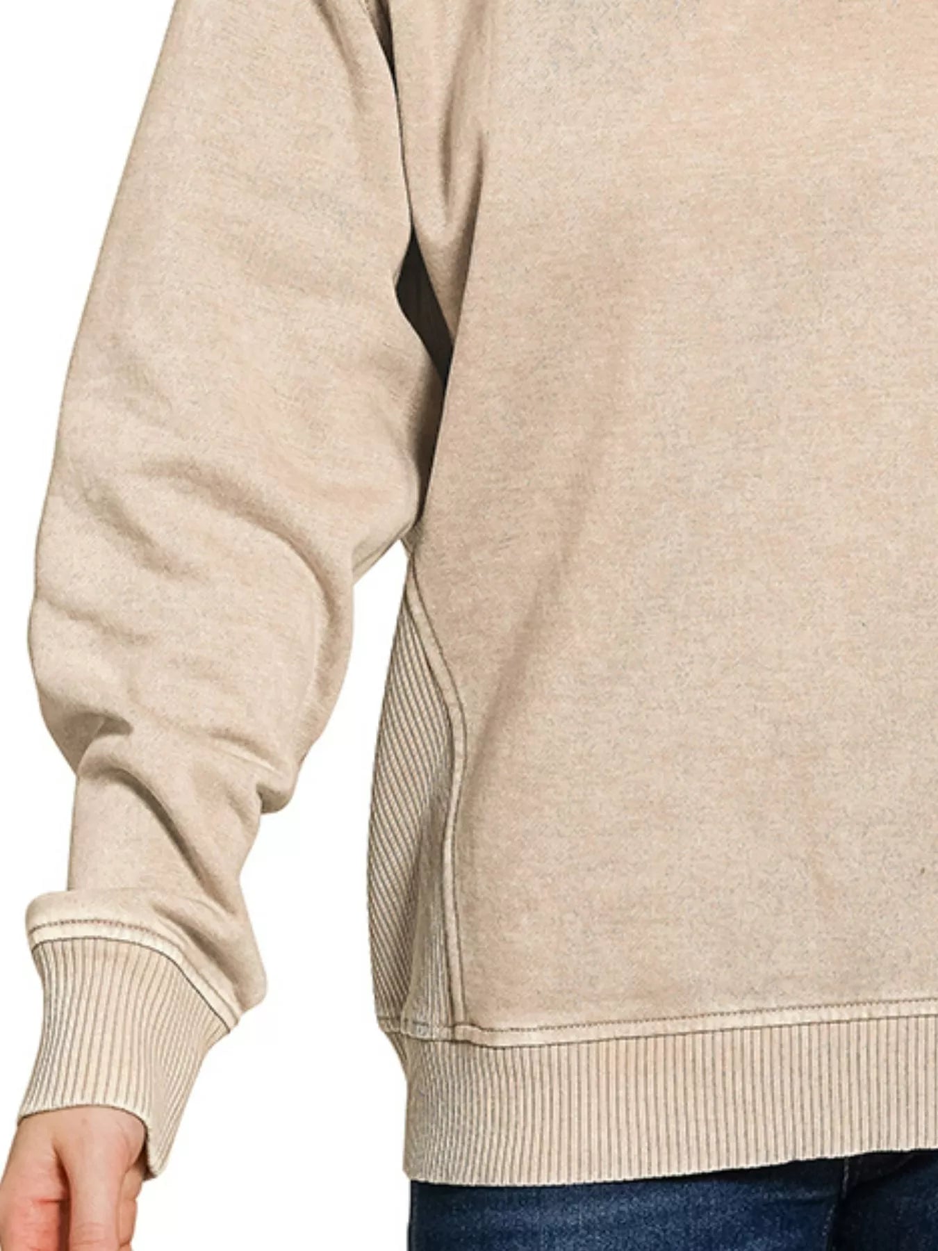 Fashorio Zenana Acid Washed Fleece Sweatshirt with Side Rib