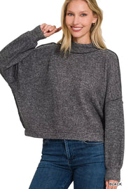 Fashorio Zenana Brushed Melange Hacci Cropped Sweater