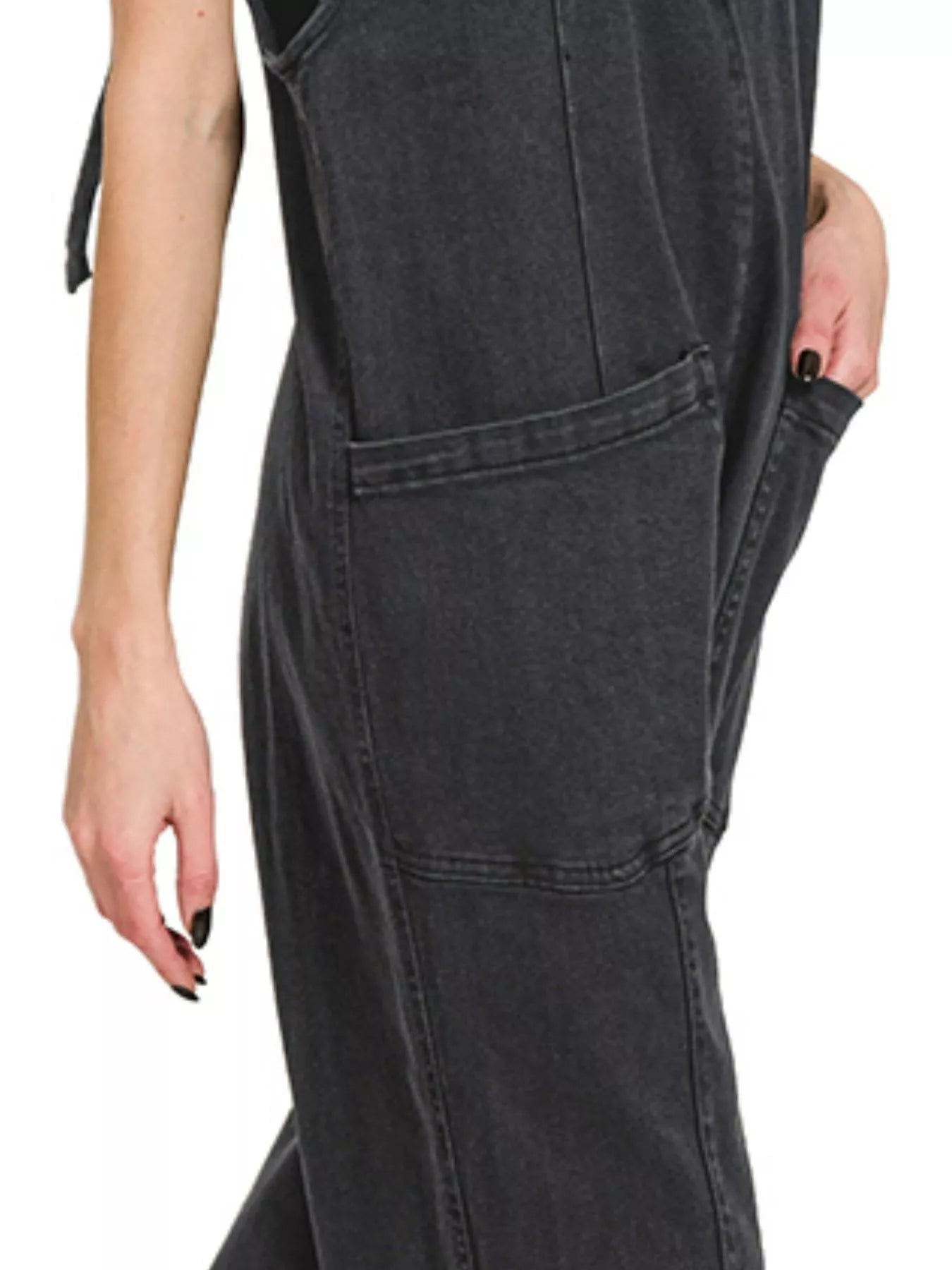 Fashorio Zenana Casual Adjustable Strap Baggy Jumpsuit with Pocket