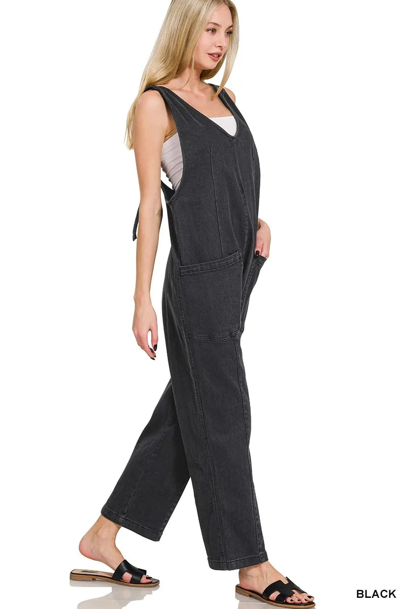 Fashorio Zenana Casual Adjustable Strap Baggy Jumpsuit with Pocket