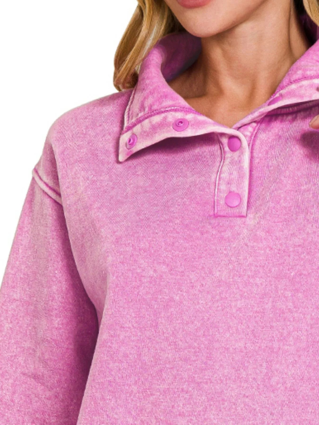 Fashorio Zenana Fleece Washed High Neck Kangaroo Pocket Sweatshirt