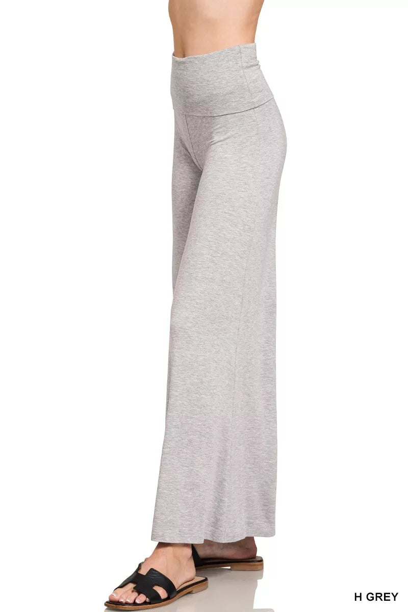 Fashorio Zenana Fold Over Waist Comfy Wide Leg Pants