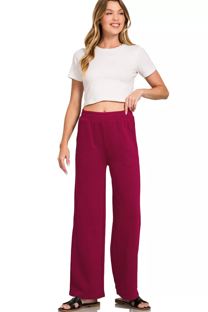 Fashorio Zenana French Rib Pullover and Pants Set