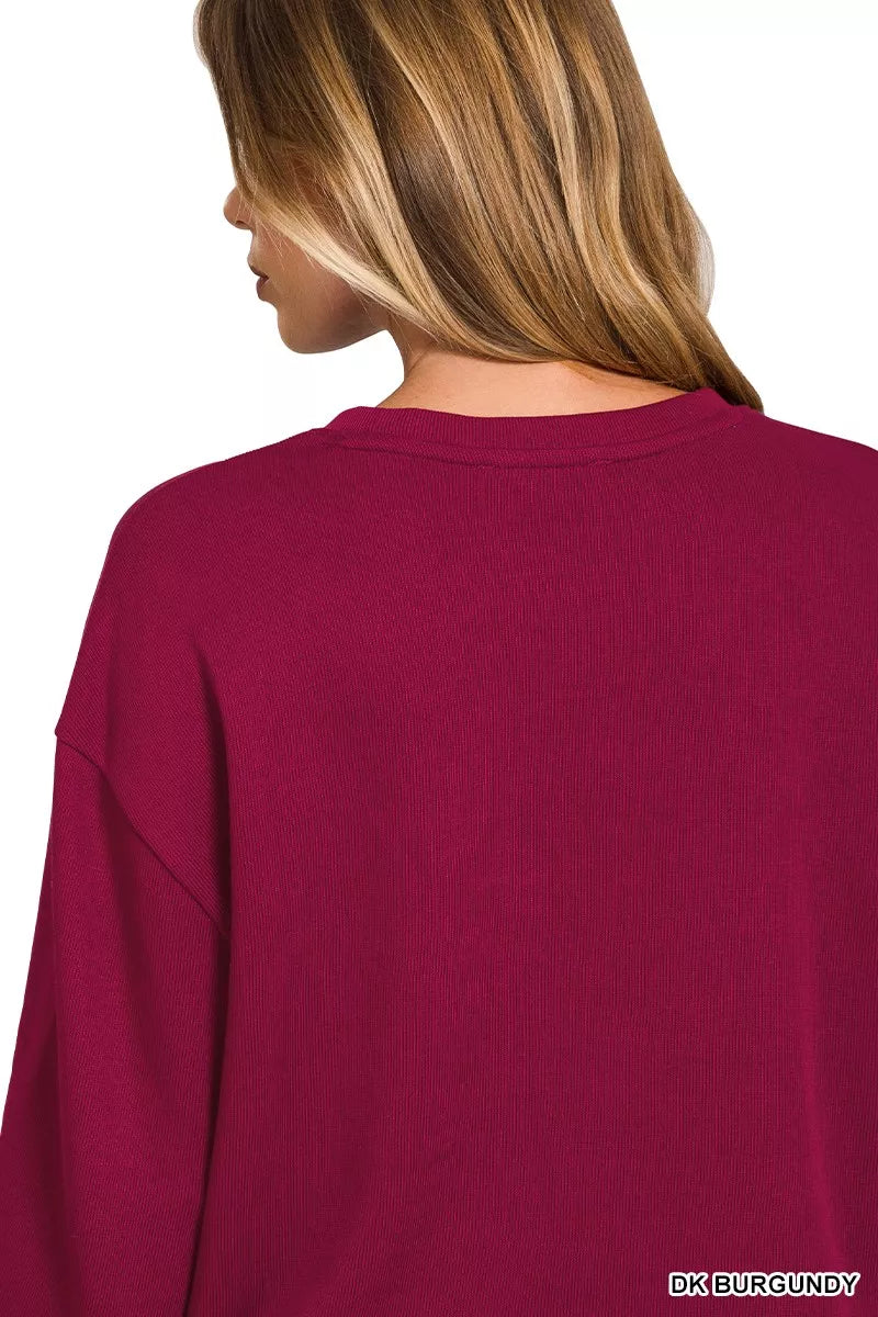 Fashorio Zenana French Rib Pullover and Pants Set