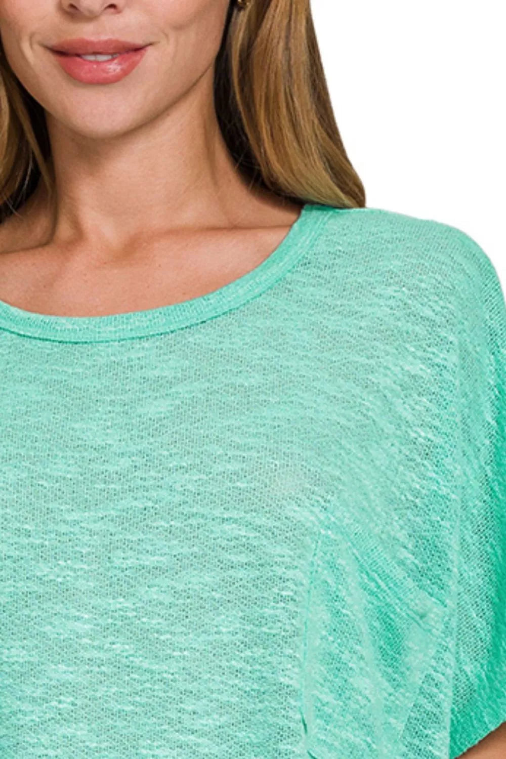 Fashorio Zenana Oversized Slub Hacci Top with Pocket