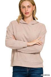 Fashorio Zenana Ribbed Long Sleeve Hoodie