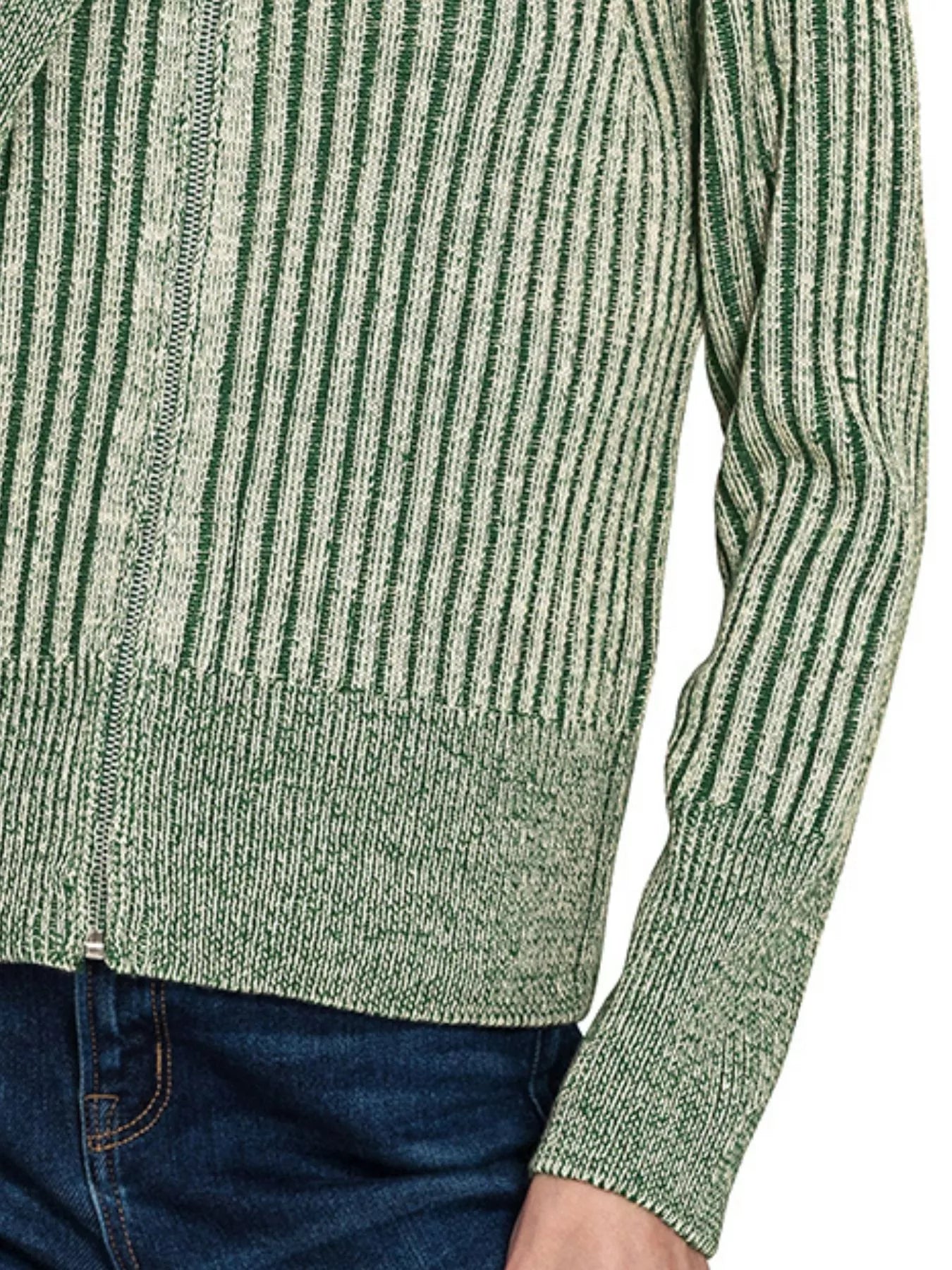 Fashorio Zenana Ribbed Two Tone Zip Up Sweater Cardigan