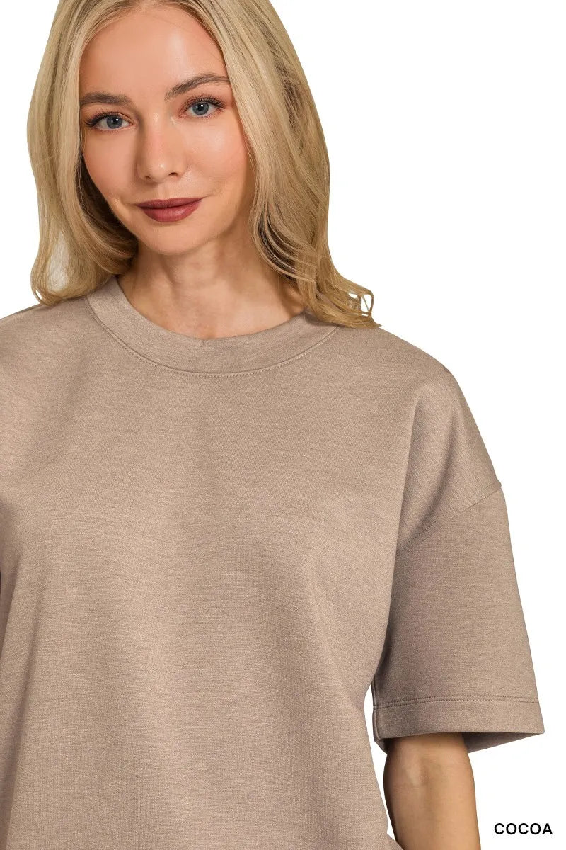 Fashorio Zenana Scuba Short Sleeve Top & Shorts Set