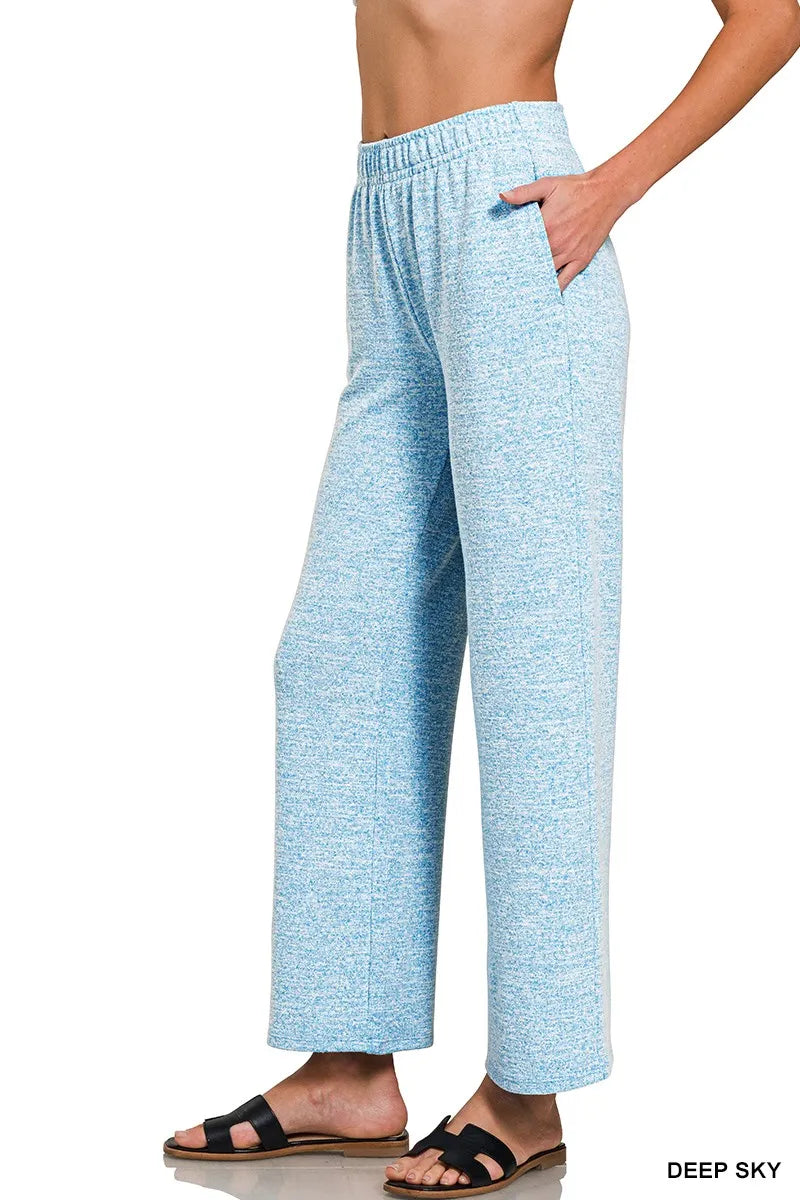 Fashorio Zenana Soft Melange Hacci Elastic Waistband Lounge Pants