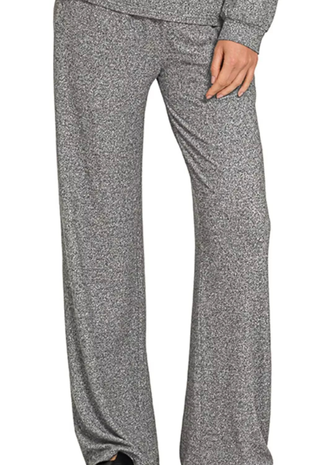 Fashorio Zenana Soft Melange Long Sleeve Tee & Pants Set