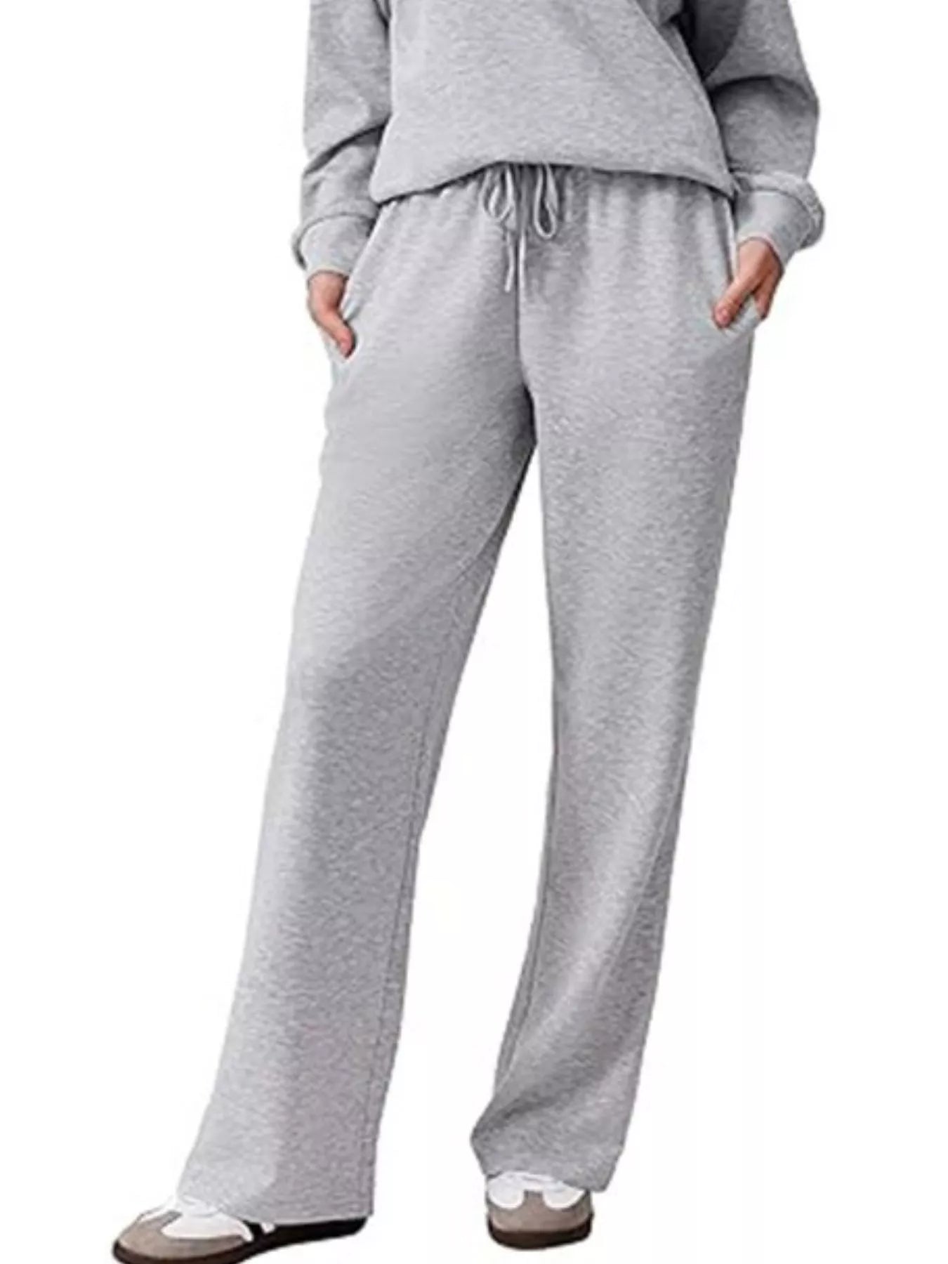 Fashorio Zip Collar Dropped Shoulder Top and Pants Set