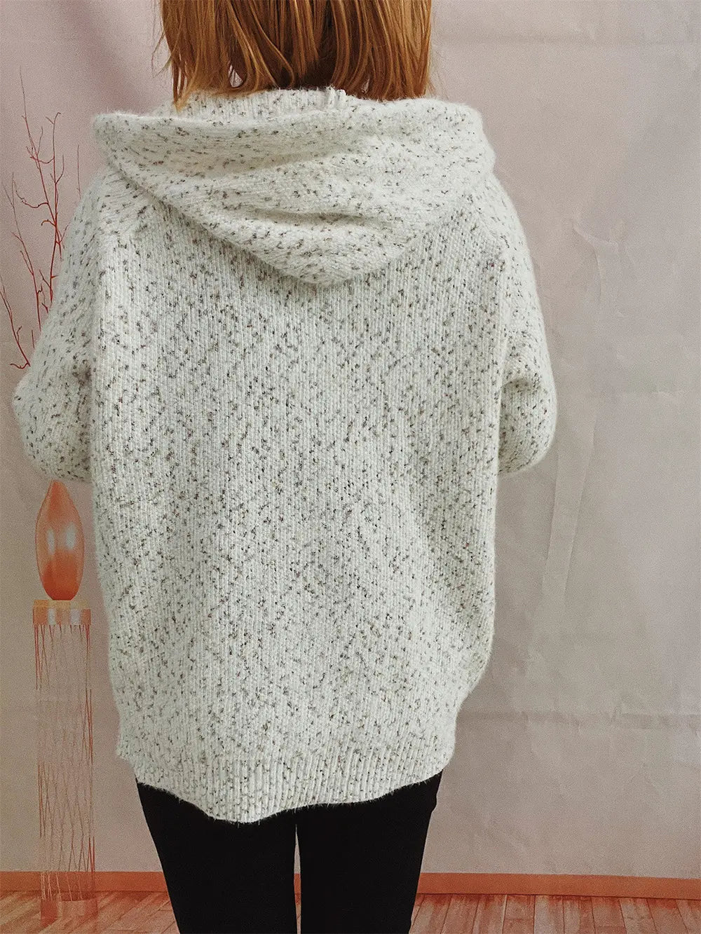 Fashorio Zip Up Drawstring Long Sleeve Hooded Sweater