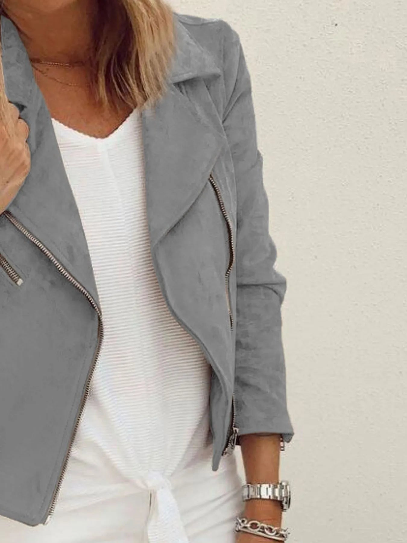 Fashorio Zip-Up Long Sleeve Jacket for Casual Layering