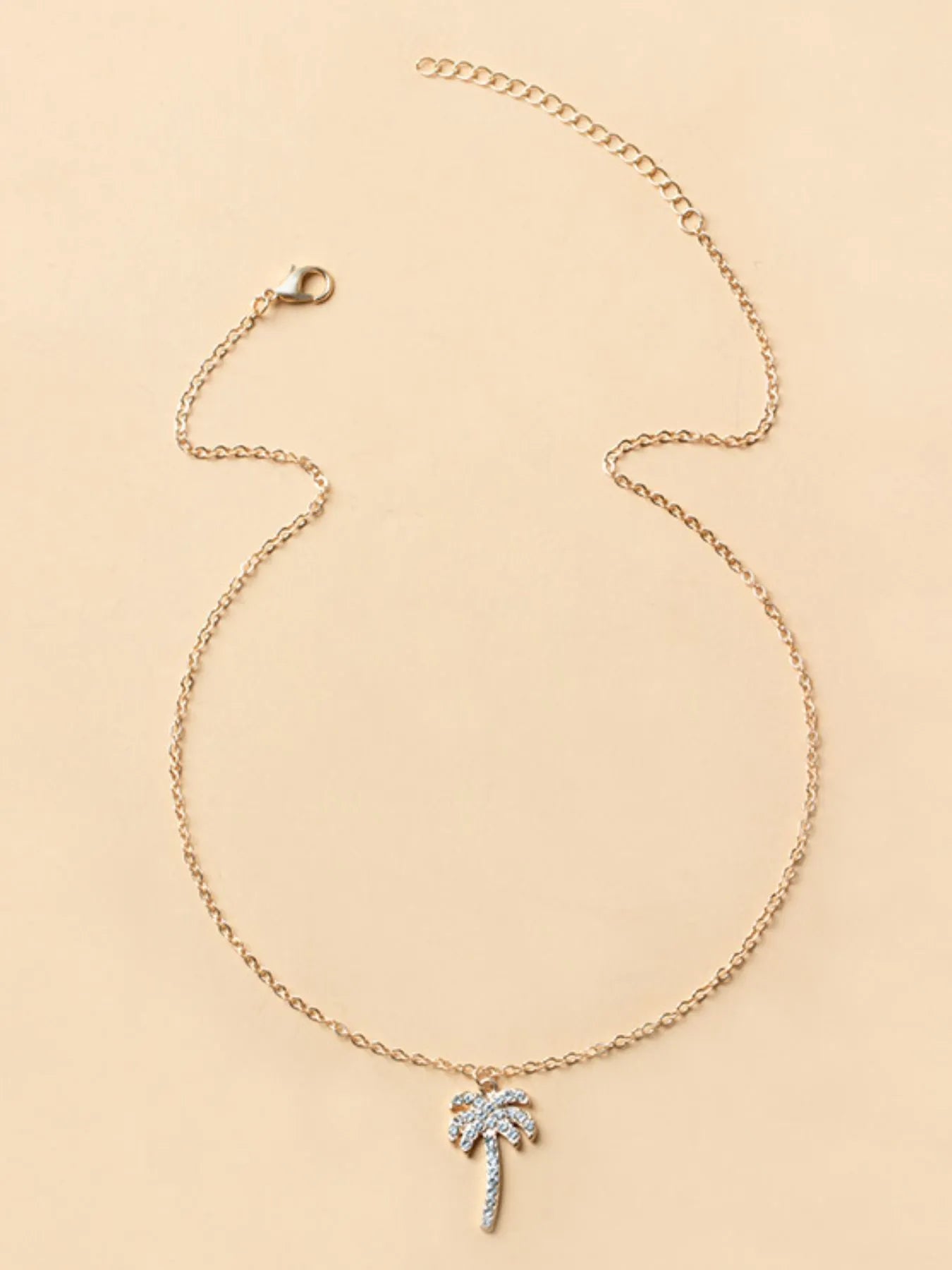 Fashorio Zircon Palm Tree Pendant Necklace