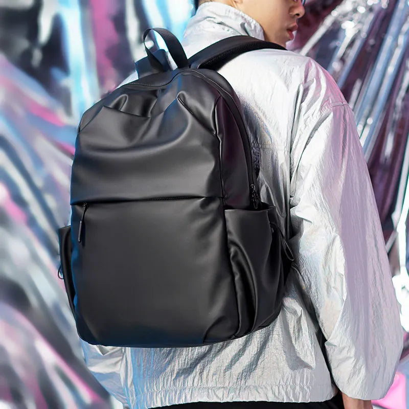 Black waterproof Oxford cloth backpack front view