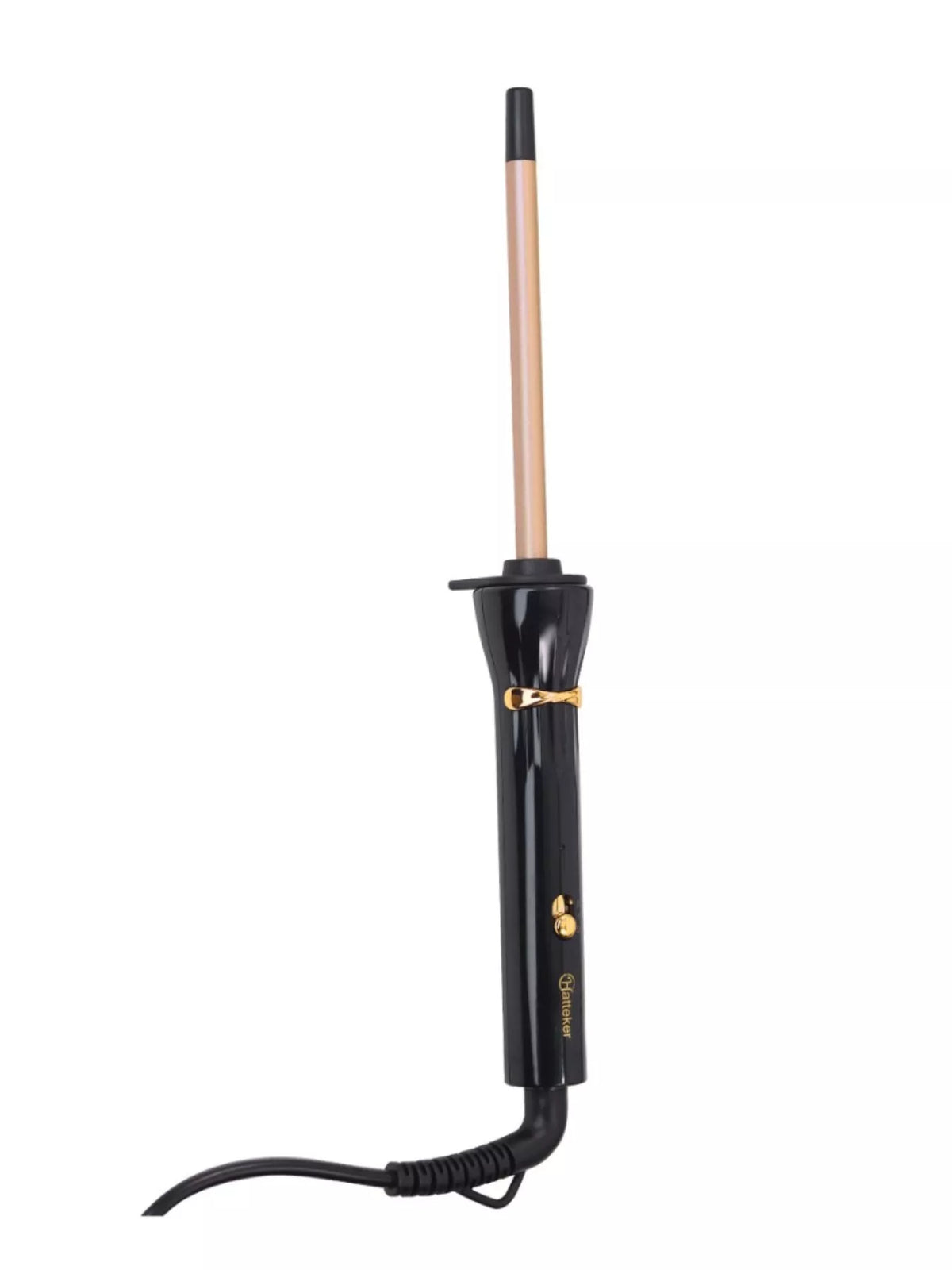 Curling iron held in hand while styling