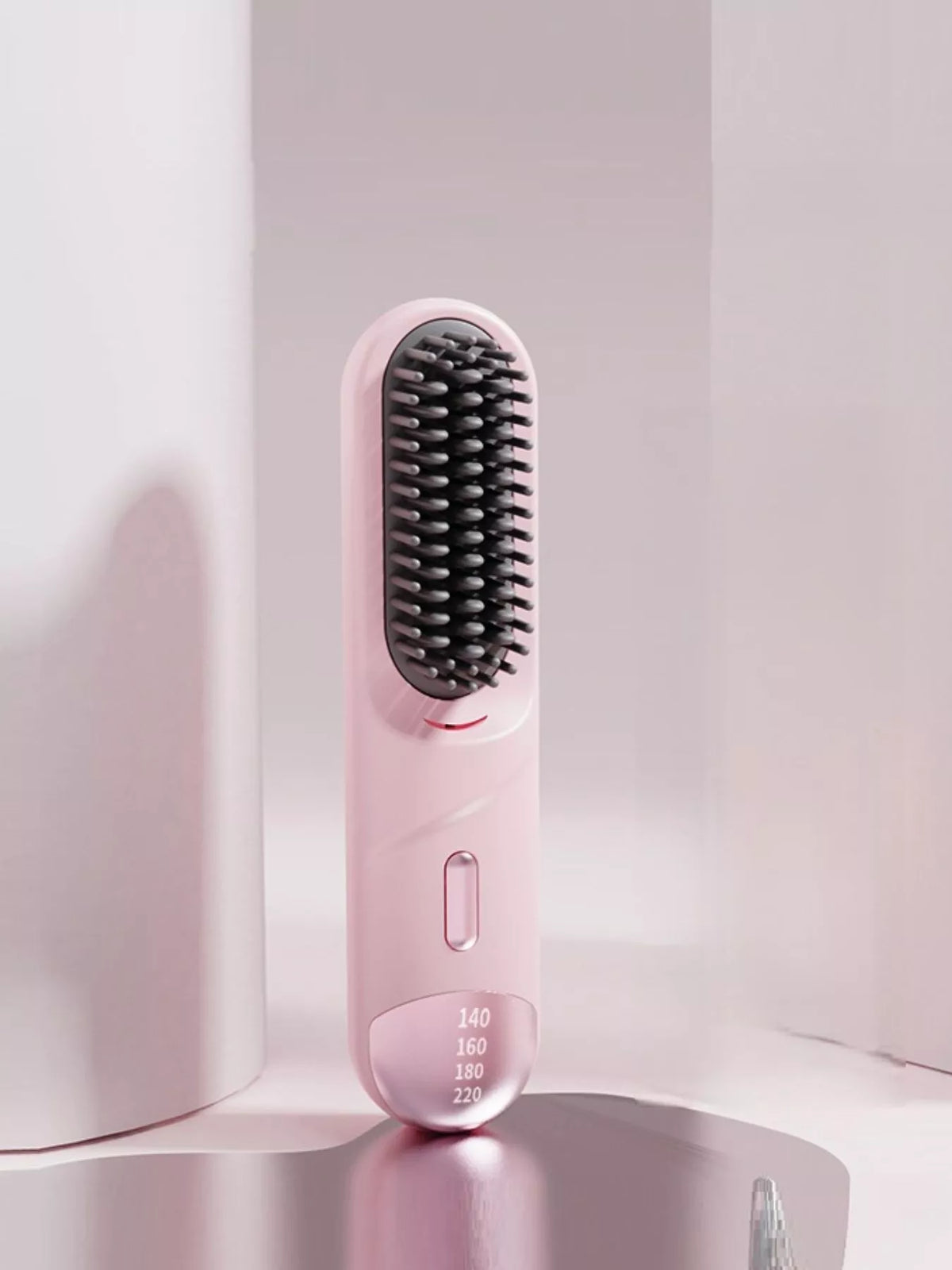 Heated hair straightening comb front view